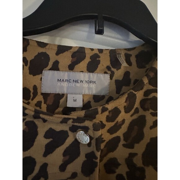 Marc New York Trenchcoat Cheetah Animal Print Long Vegan Suede, M - Picture 3 of 4